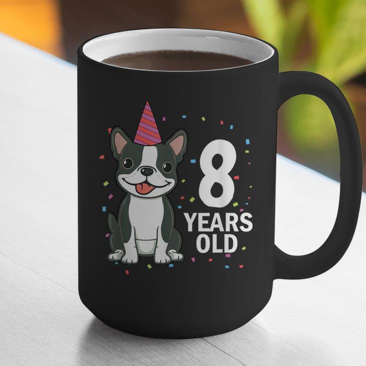 8 Years Old Birthday Boston Terrier Dog Lover 8th Party Kid Graphic Print Coffee Mug, funny gift