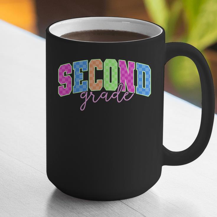 Back To School Neon Checkered Second Grade Colorful Teacher Graphic Print Coffee Mug, funny gift Back To School Neon Checkered Second Grade Colorful Teacher Graphic Print Coffee Mug, funny gift