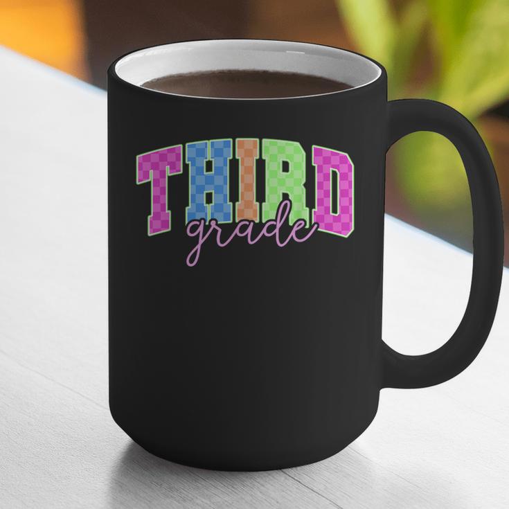 Back To School Neon Checkered Third Grade Colorful Teacher Graphic Print Coffee Mug, funny gift Back To School Neon Checkered Third Grade Colorful Teacher Graphic Print Coffee Mug, funny gift
