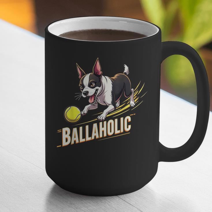 Ballaholic Boston Terrier Dog Chasing Bostie Ball Graphic Print Coffee Mug, funny gift