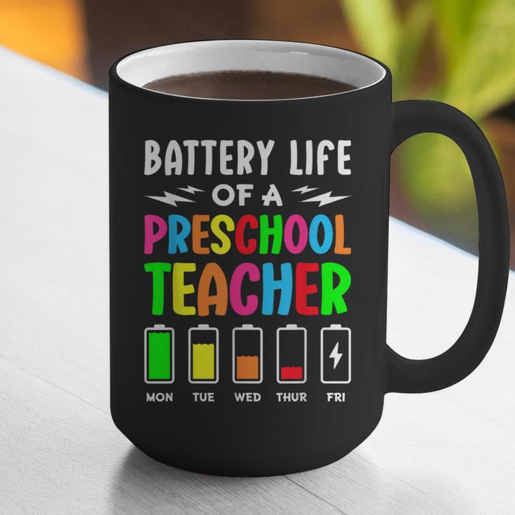 Battery Life Of a Preschool School Teacher School Week Graphic Print Coffee Mug, funny gift