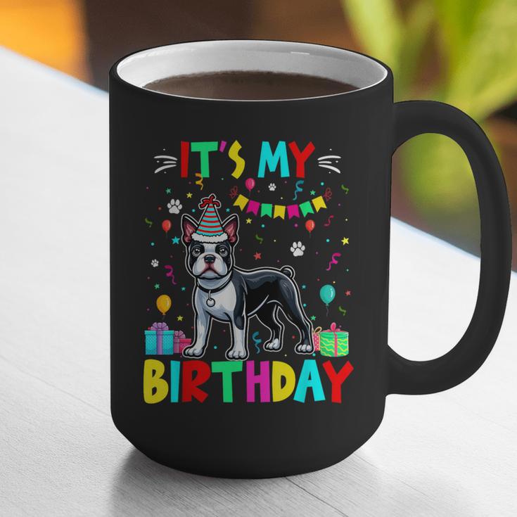 My Birthday Colorful Costume Boston Terrier Party Graphic Print Coffee Mug, funny gift