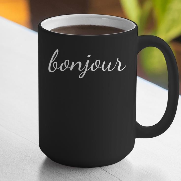 Bonjour T Shirt French Language Saying Teacher Student Men Women Girls Kids Graphic Print Coffee Mug, funny gift