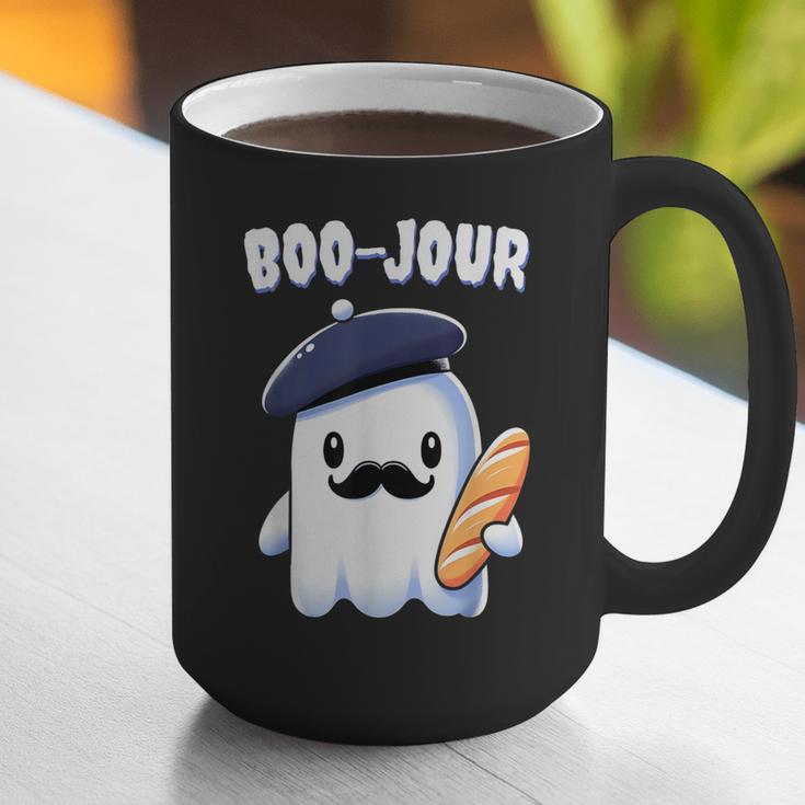 Boo Jour Ghost French Teacher Vintage Teacherlife Groovy Graphic Print Coffee Mug, Groovy Teacher Mugs, funny gift