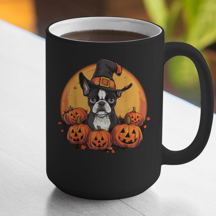 Boston Terrier Bostie Dog Breed Pet Halloween Pumpkins Graphic Print Coffee Mug, Boston Terrier Halloween Mugs, funny gift