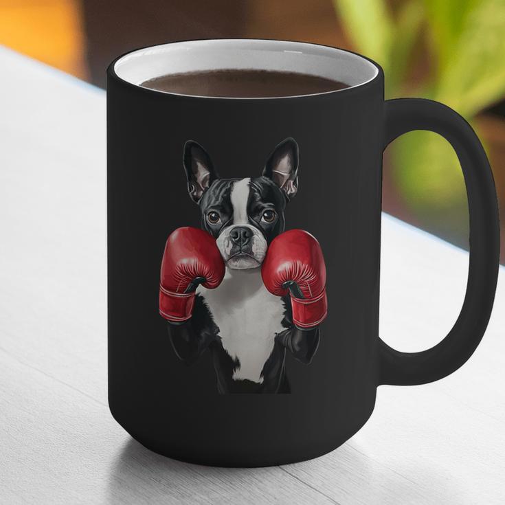 Boston Terrier Boxing Graphic Print Coffee Mug, funny gift