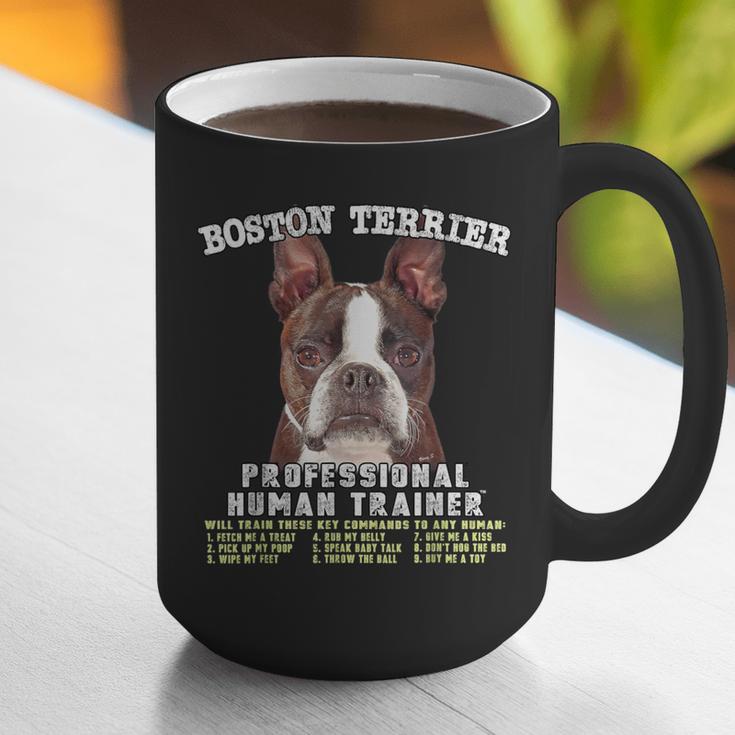 Boston Terrier Brindle Dog Professional Human Trainer Graphic Print Coffee Mug, funny gift