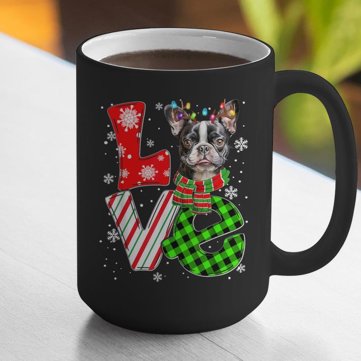 Boston Terrier Christmas Tree Lights Santa Dog Xmas For Men Women Kids Graphic Print Coffee Mug, Boston Terrier Christmas Mugs, funny gift