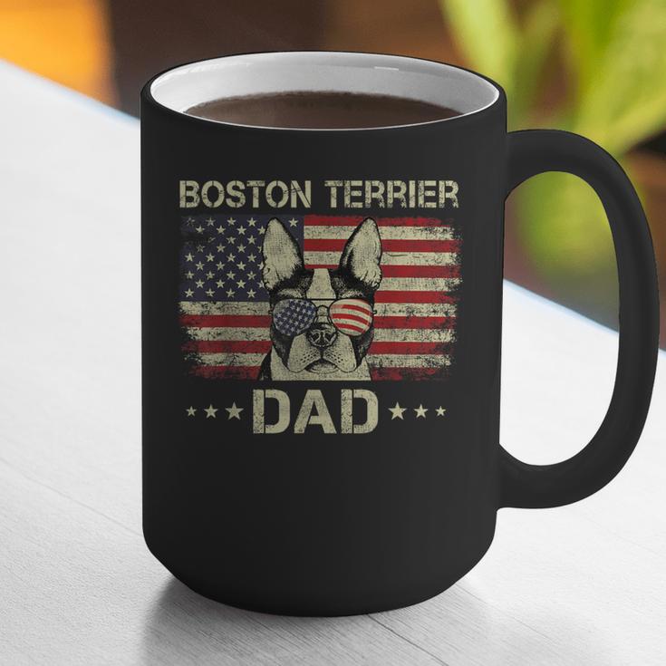 Boston Terrier Dad Dog Lovers American Flag 4th Of July For Women Men Graphic Print Coffee Mug, American Boston Terrier Mugs, Boston Terrier Dad Mugs, Boston Terrier 4th Of July Mugs, funny gift