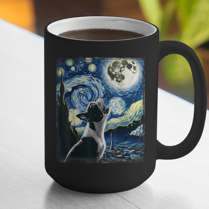 Boston Terrier Dog Art Van Gogh Starry Night Boston Terrier Graphic Print Coffee Mug, funny gift