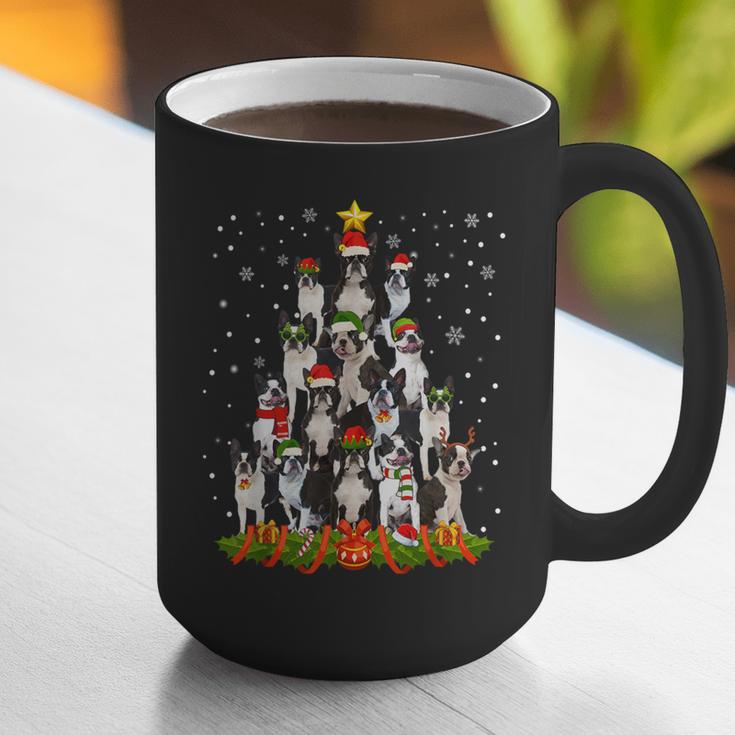 Boston Terrier Dog Christmas Tree Santa Hat Xmas Pajama Men Women Kids Graphic Print Coffee Mug, Boston Terrier Christmas Mugs, funny gift