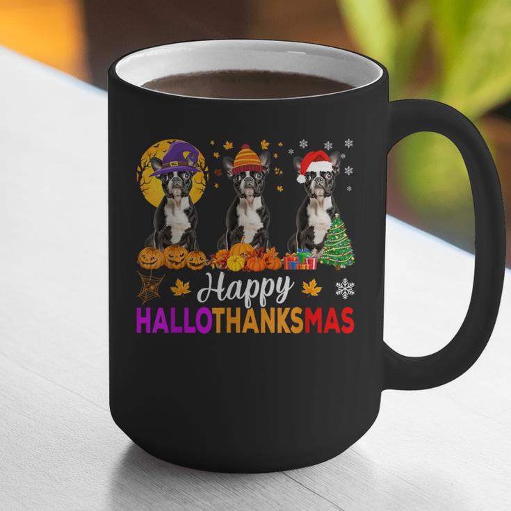 Boston Terrier Dog Halloween Christmas Hallothanksmas Men Women Kids Graphic Print Coffee Mug, Boston Terrier Christmas Mugs, Boston Terrier Halloween Mugs, funny gift