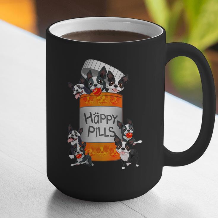 Boston Terrier Happy Pills T-Shirt Graphic Print Coffee Mug, funny gift