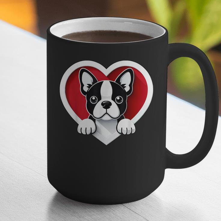 Boston Terrier Heart Cute Puppy Lover Or Dog Owner Graphic Print Coffee Mug, funny gift