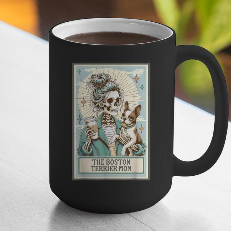 Boston Terrier Mom Skeleton Tarot Card Witch Vibes Dog Mom Graphic Print Coffee Mug, Boston Terrier Tarot Mugs, Boston Terrier Mom Mugs, funny gift