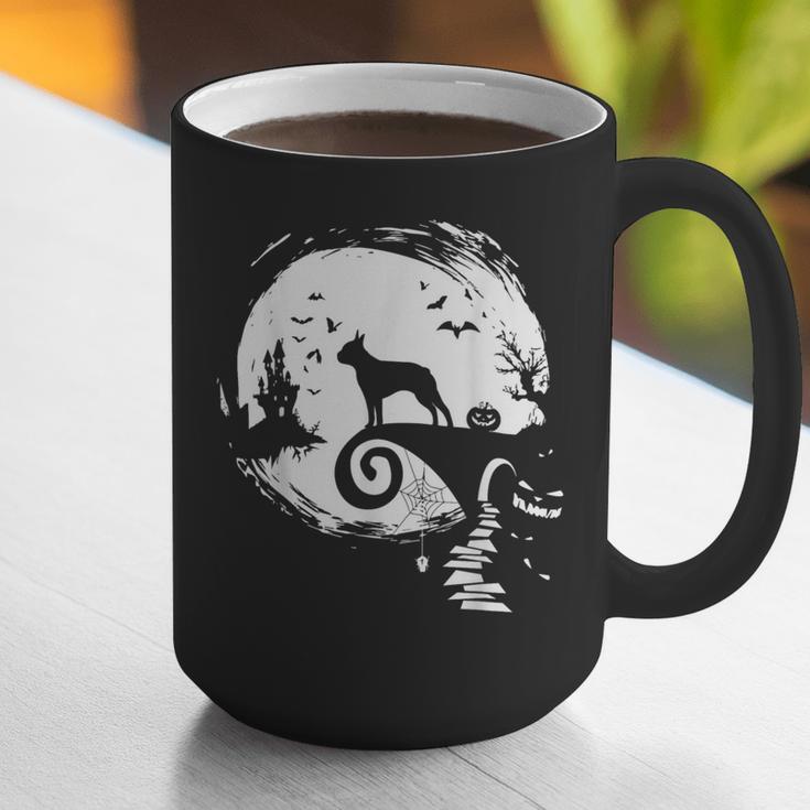 Boston Terrier And Moon Halloween Costume Dog Lover Graphic Print Coffee Mug, Boston Terrier Halloween Mugs, funny gift