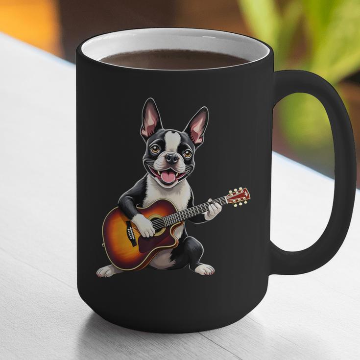 Boston Terrier Playing Guitar Boston Terrier Graphic Print Coffee Mug, funny gift