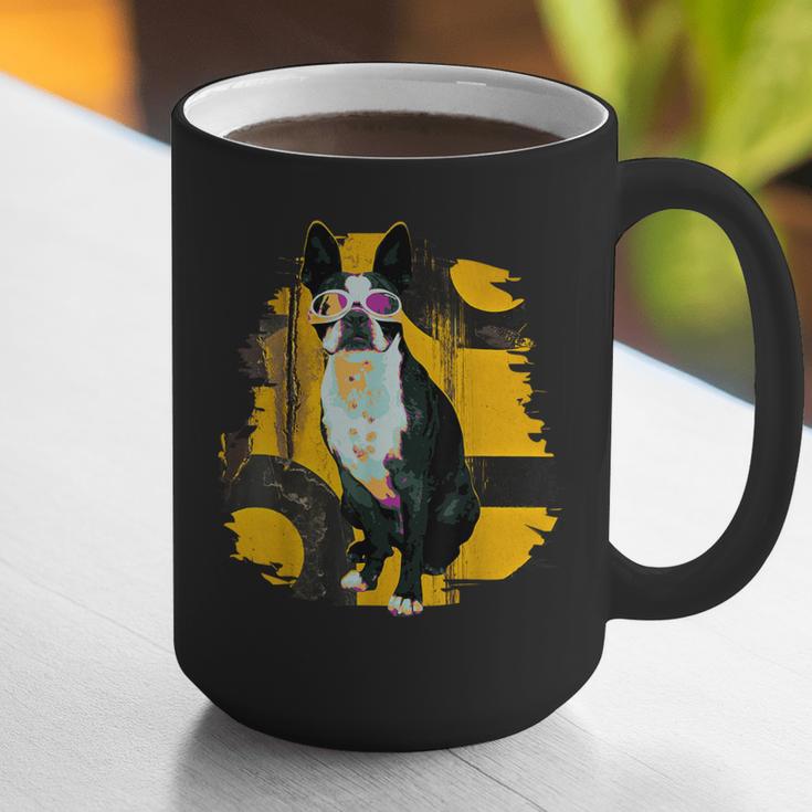 Boston Terrier s Mid-Century Modern Art s Street Grunge Graphic Print Coffee Mug, funny gift
