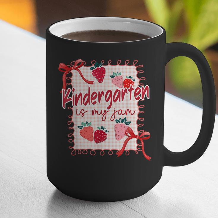 Bow Strawberry Kindergarten Is My Jam Teacher Kinder Team Graphic Print Coffee Mug, funny gift Bow Strawberry Kindergarten Is My Jam Teacher Kinder Team Graphic Print Coffee Mug, funny gift