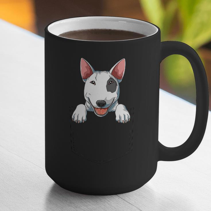 Bull Terrier Pocket Bull Terrier Peeking Out Pocket Graphic Print Coffee Mug, funny gift