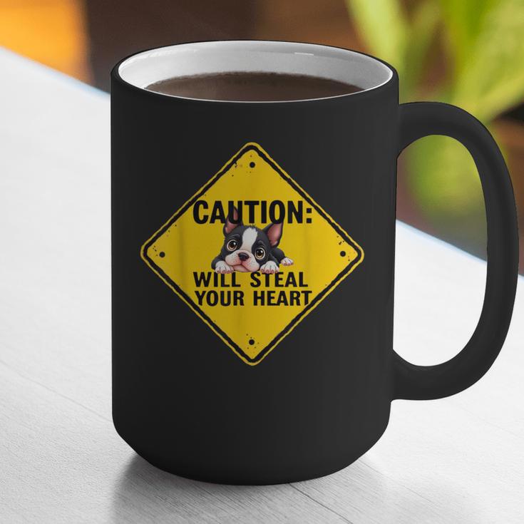 Caution Sign Boston Terrier Dog Bostie Puppy Graphic Print Coffee Mug, funny gift