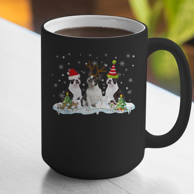 Christmas Boston Terrier Santa Dog Lover Graphic Print Coffee Mug, Boston Terrier Christmas Mugs, funny gift