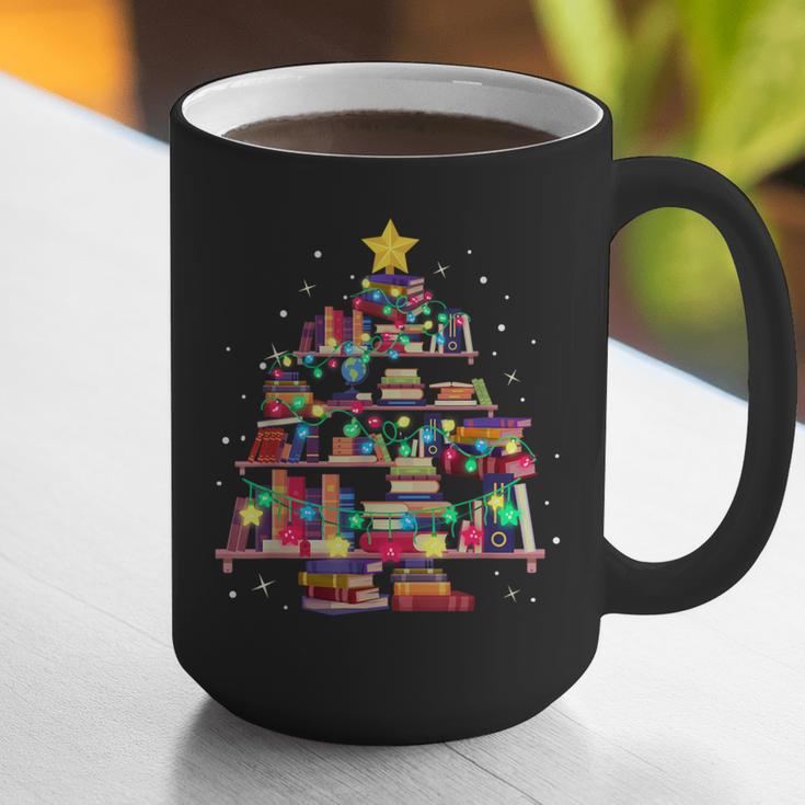 Christmas Library Tree Love Reading Books Nerd Teacher Graphic Print Coffee Mug, funny gift