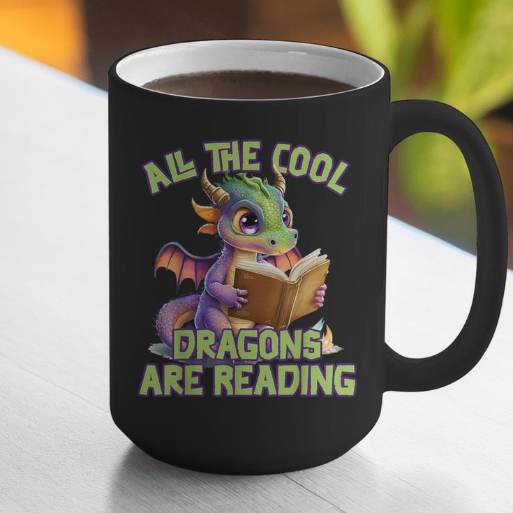 All The Cool Dragons Are Reading Dragon Teacher Graphic Print Coffee Mug, funny gift