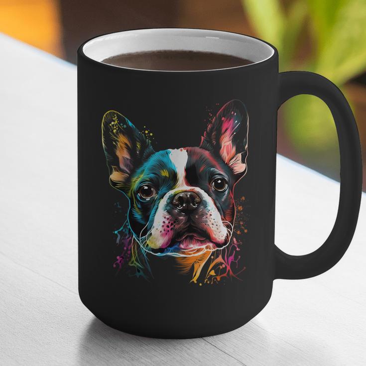 Cute Boston Terrier Puppy Dog Art Lover Unique Painting For Men Women Kids Graphic Print Coffee Mug, funny gift