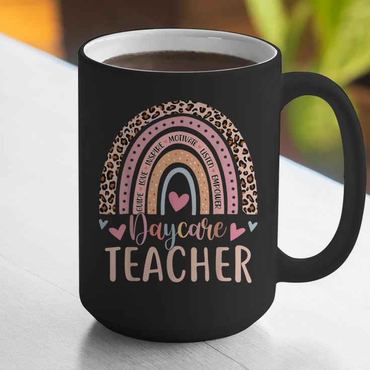 Cute Daycare Teacher Rainbow Leopard Print Childcare Worker Graphic Print Coffee Mug, funny gift
