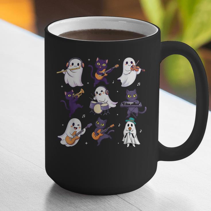 Cute Ghost Cat Playing Musical Halloween Music Teacher Graphic Print Coffee Mug, funny gift Cute Ghost Cat Playing Musical Halloween Music Teacher Graphic Print Coffee Mug, funny gift