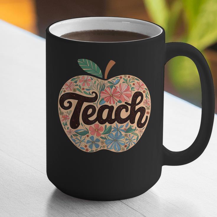 Cute Teacher With Apple Retro Teacher Kids Back To School Graphic Print Coffee Mug, funny gift