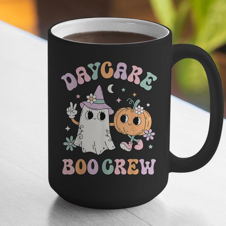 Daycare Boo Crew Groovy Halloween Floral Ghost Kid Teacher Graphic Print Coffee Mug, Groovy Teacher Mugs, funny gift