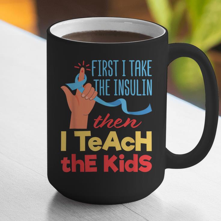Diabetic Teacher Diabetes Awareness Insulin Blue Ribbon Graphic Print Coffee Mug, funny gift