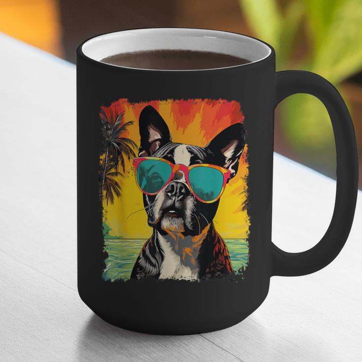 Dog Boston Terrier Hawaiian Graphic Print Coffee Mug, funny gift