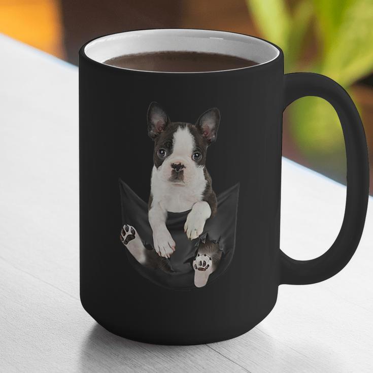 Dog Lovers Boston Terrier In Pocket Dog Face For Men Women Kids Graphic Print Coffee Mug, funny gift