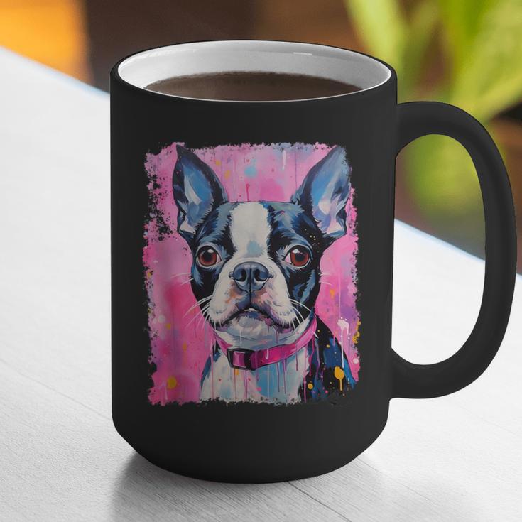 Dog Pink Boston Terrier Graphic Print Coffee Mug, funny gift