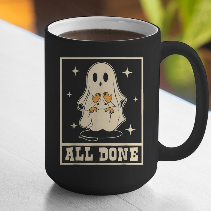 All Done Sign Language Ghost Speech Pathology Teacher Graphic Print Coffee Mug, funny gift