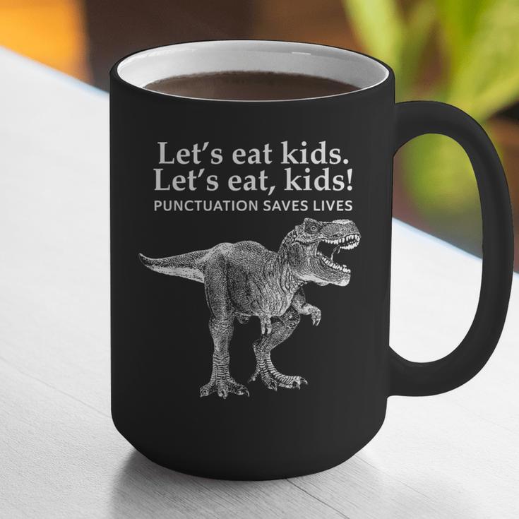 Lets Eat Kids Punctuation Saves Lives Dinosaur Teacher Graphic Print Coffee Mug, funny gift
