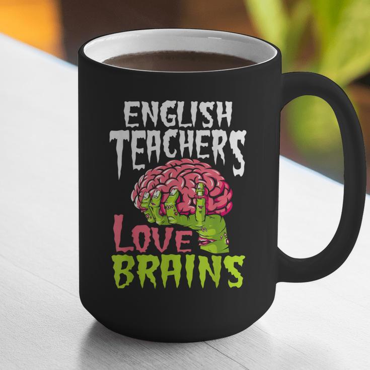 English Teachers Love Brains Zombie Teacher School Halloween Graphic Print Coffee Mug, English Teacher Mugs, funny gift