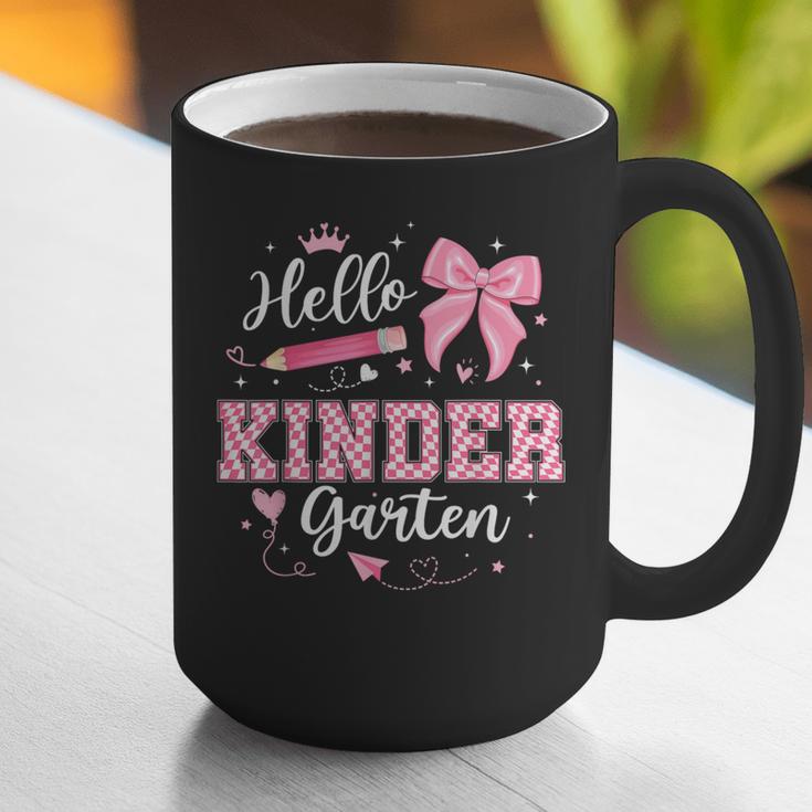 First Day Of School Teacher Girl Coquette Hello Kindergarten Graphic Print Coffee Mug, funny gift