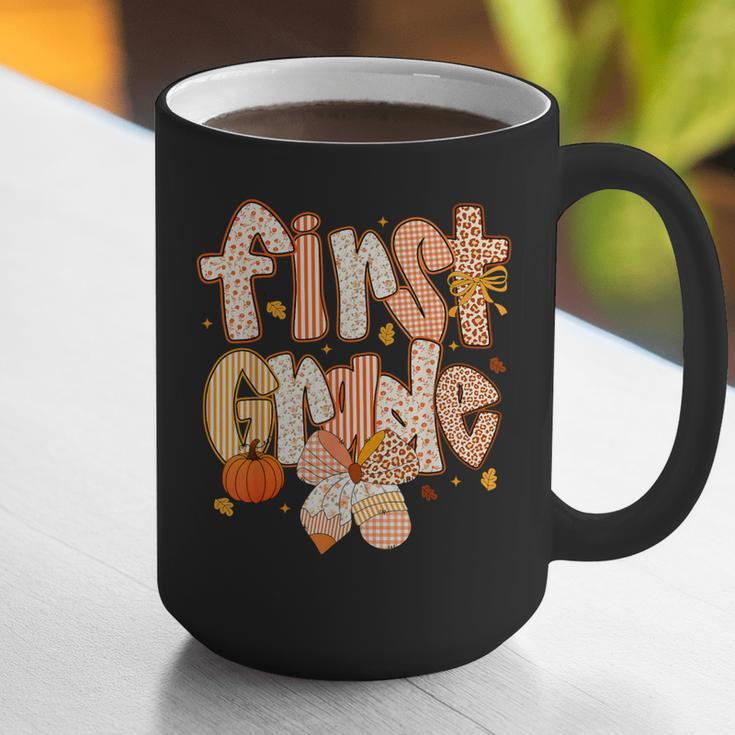 First Grade Fall Floral Coquette Bow Teachers Students Graphic Print Coffee Mug, First Grade Teacher Mugs, funny gift