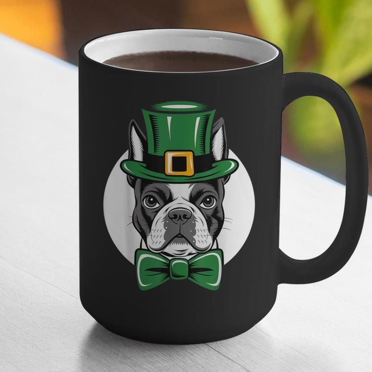 Green Boston Terrier Shamrock St Patricks Day Boston Terrier Graphic Print Coffee Mug, funny gift