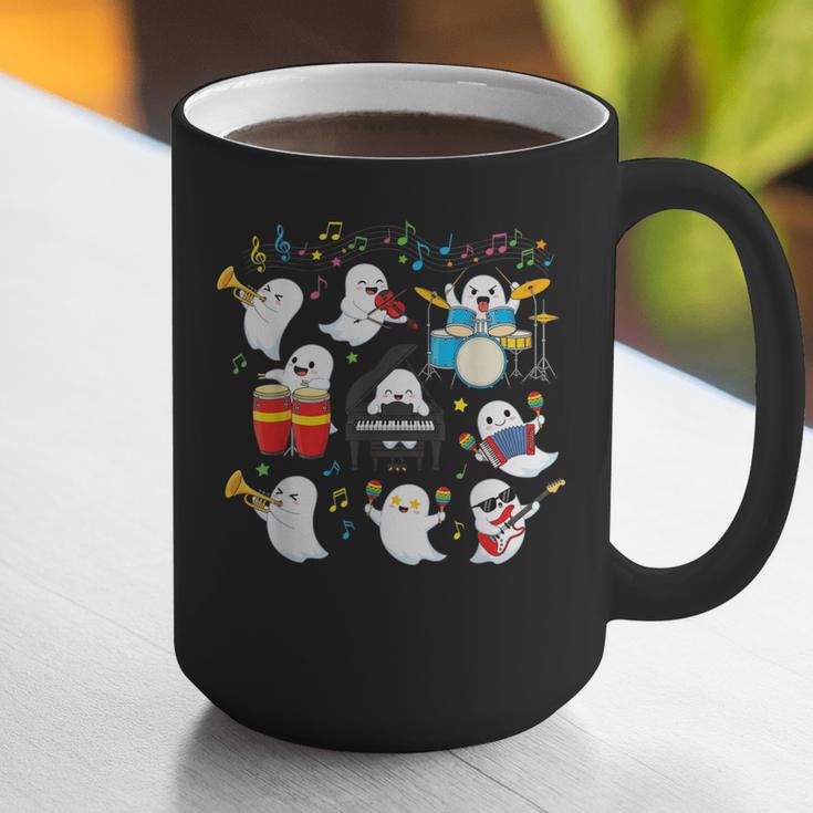 Halloween Music Teacher Ghost Playing Musical Instruments Graphic Print Coffee Mug, funny gift