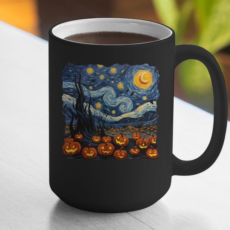 Halloween Pumpkin Starry Night Van Gogh Art Teacher Graphic Print Coffee Mug, funny gift