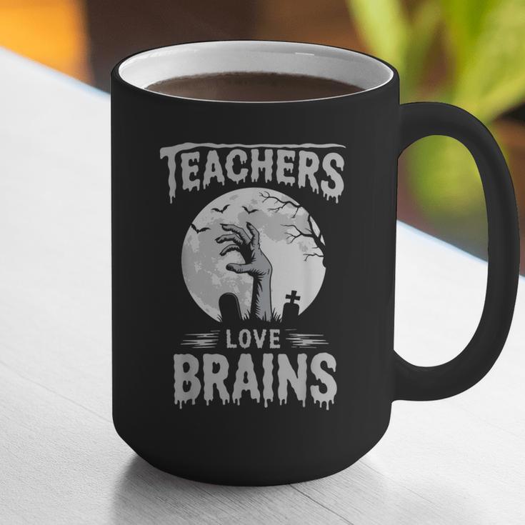 Halloween Teacher Tshirts Zombie Teachers Love Brains Graphic Print Coffee Mug, funny gift