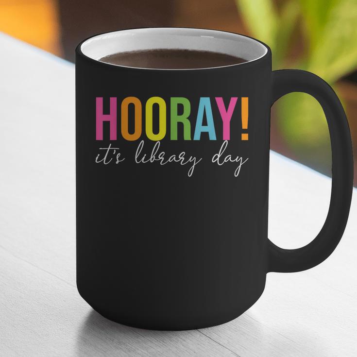 Hooray It's Library Day Teacher Reader Books Back To School Graphic Print Coffee Mug, funny gift