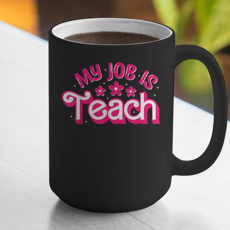My Job Is Teach Pink Retro Female Teacher Life Women Graphic Print Coffee Mug, funny gift
