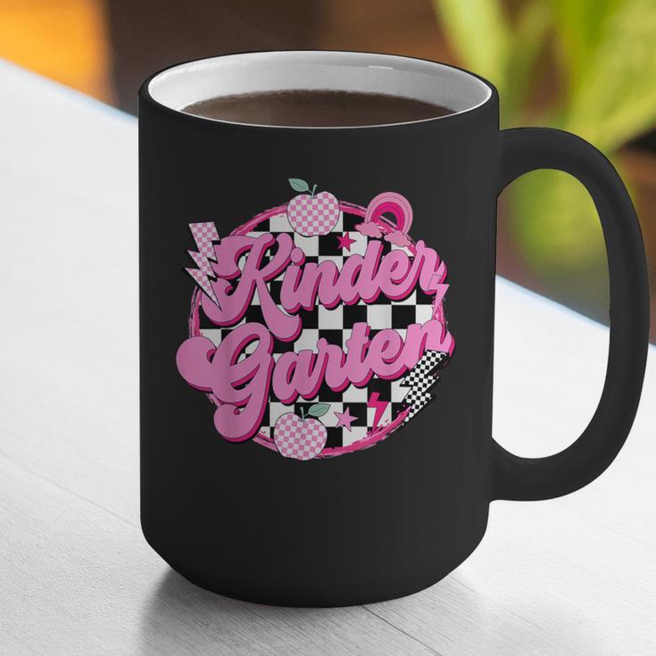 Kindergarten Teacher Women Checkered First Day Of School Graphic Print Coffee Mug, funny gift