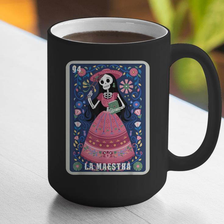 La Maestra Halloween Mexican Bingo Card Teacher Lottery Card Graphic Print Coffee Mug, funny gift